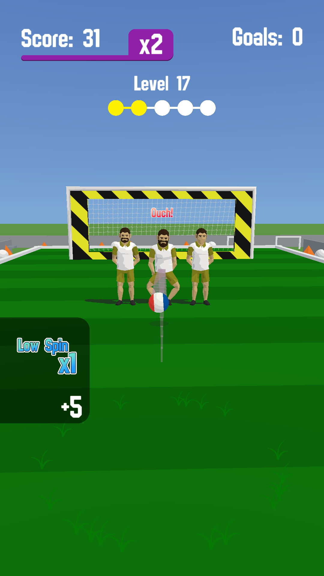 Kicker Swipe — the ball smacks into the defensive wall